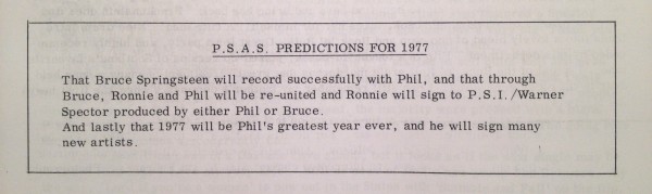 The PSAS predict a bright future for Spector at the end of 1976. 