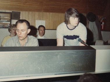 Chuck Britz and Brian in the studio during Smile recordings sessions