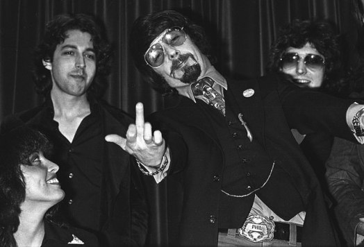 Insecurity behind the swagger? Phil Spector with the Kessel Brothers during the 70s.