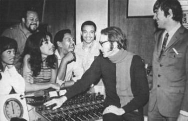 Bones Howe (middle, at the console) hangs out with the 5th Dimension and Jimmy Webb.